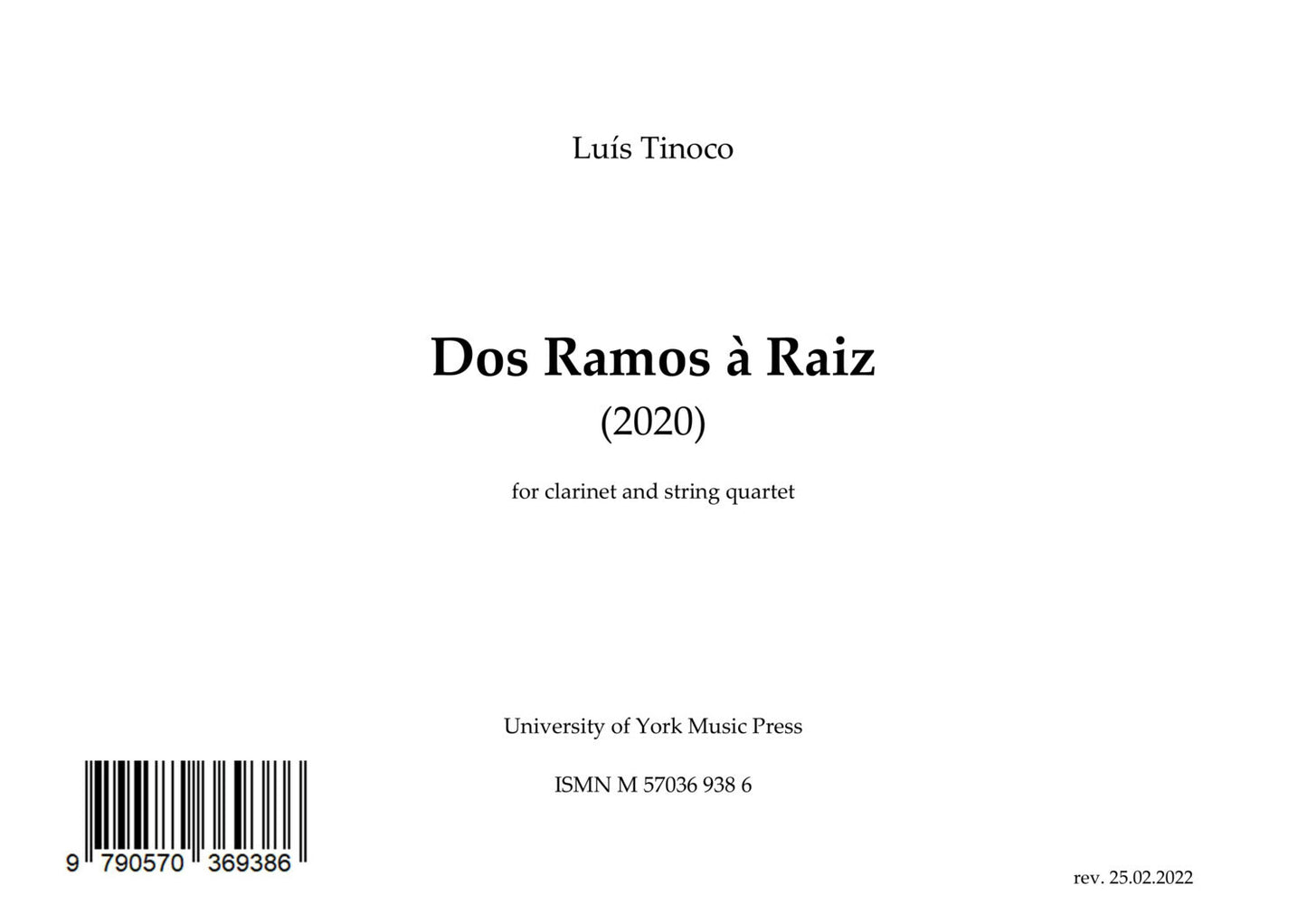Dos Ramos à Raiz (Clarinet and String Quartet) (Parts + Full Score)