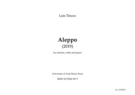 Aleppo (Clarinet, Violin and Piano) (Parts + Full Score)
